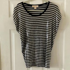 Michael Kors Striped top.  Sequins in the front only. Never worn!